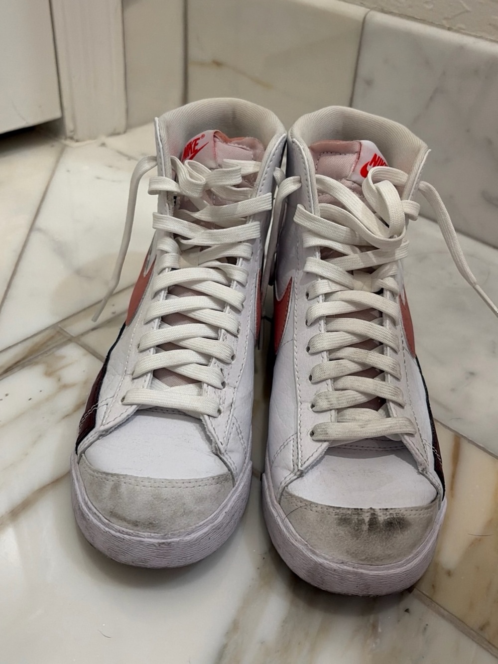 Nike Blazer White and Pink High-Top Sneakers